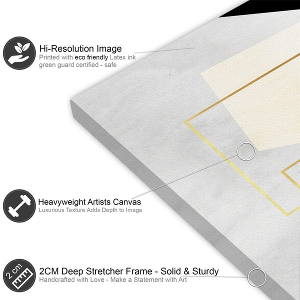 Mustard Yellow Black Geometric Canvas Art Pictures