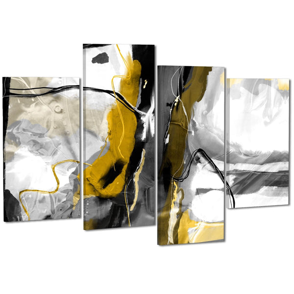 Abstract Mustard Grey Illustration Framed Art Pictures