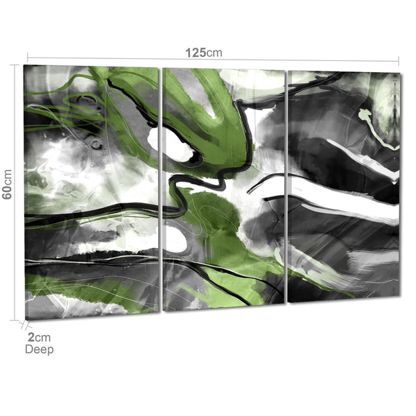 Abstract Lime Green Black Graphic Canvas Art Prints