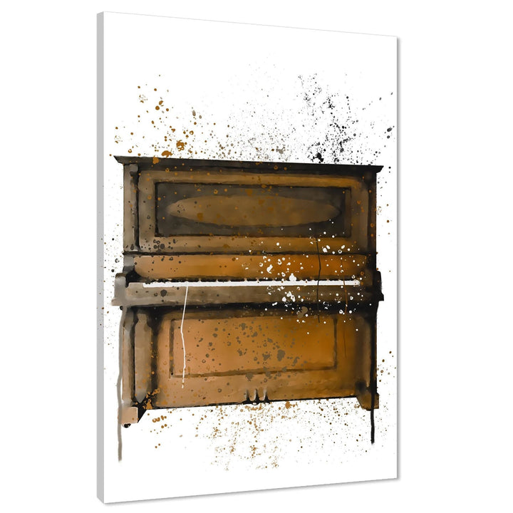 Upright Piano Canvas Wall Art Picture Brown Music Themed - 1RP1208M