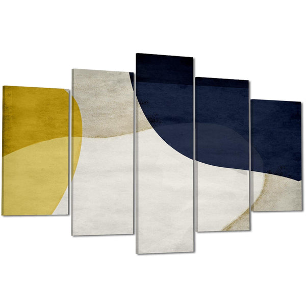Abstract Mustard Navy Design Canvas Wall Art Print