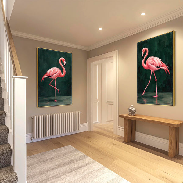 Flamboyance - Pink Flamingos - Maximalist Framed Canvas Art Set