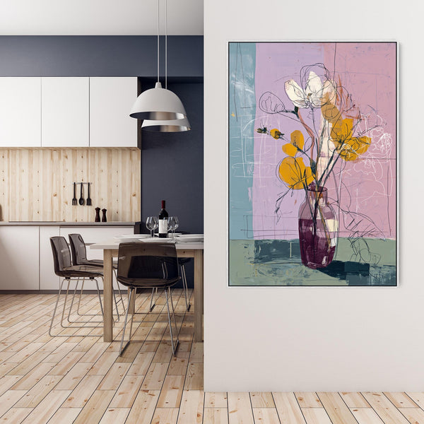 Floral Arrangement - Purple Lilac Wall Art Print on Canvas Framed
