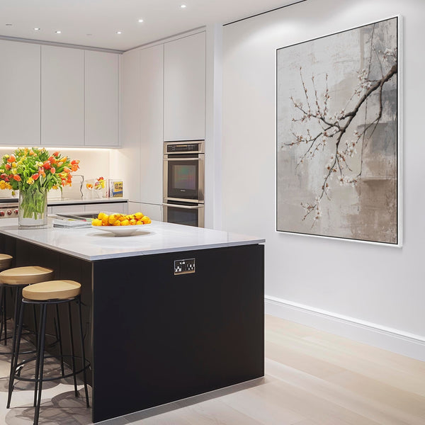 Neutral Wabi Sabi Artwork Framed - Floral - Whispers of Spring I