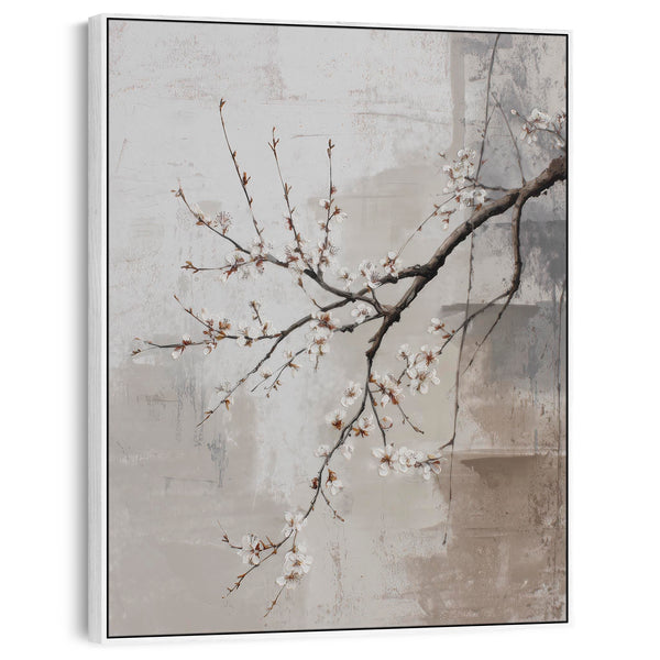 Neutral Wabi Sabi Artwork Framed - Floral - Whispers of Spring I