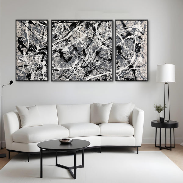 Large Neutral Set 3 Canvas Wall Art over Sofa for Lounge - Evo