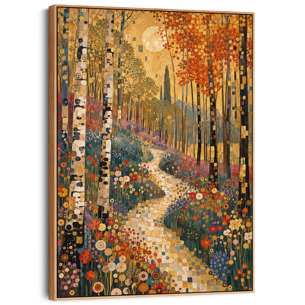 Gustav Klimt inspired Colourful Framed Canvas Art Forest Path