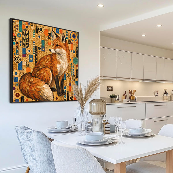 Large Gustav Klimt inspired Framed Canvas Wall Art - Foxy