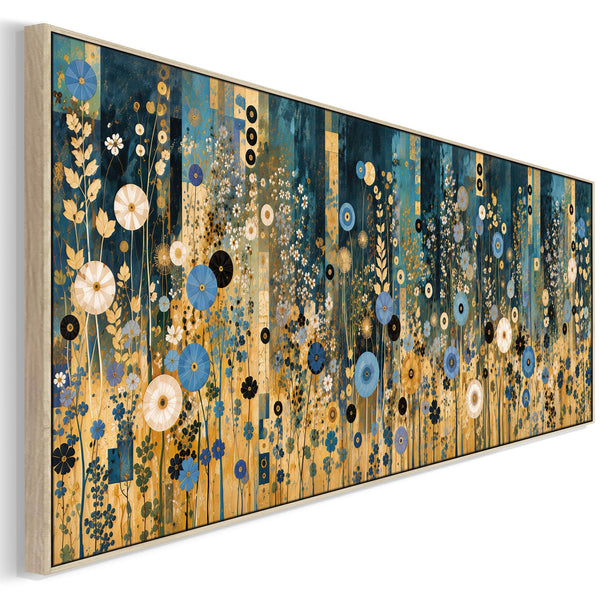 Wide Blue Cream Gustav Klimt inspired Over Bed Bedroom Canvas