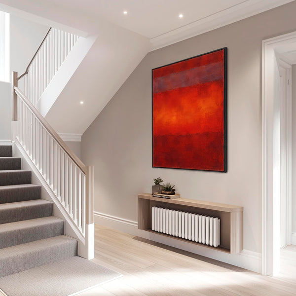 Large Mark Rothko inspired Framed Canvas - Deep Red - Smoulder