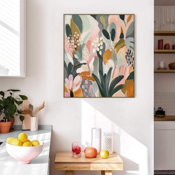 Colourful Kitchen Canvas Floral Wall Art - Frame Included
