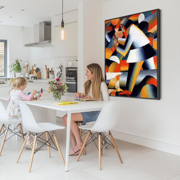 Kazimir Malevich Multi-Coloured Framed Abstract Artwork Canvas Woodcutter Painting