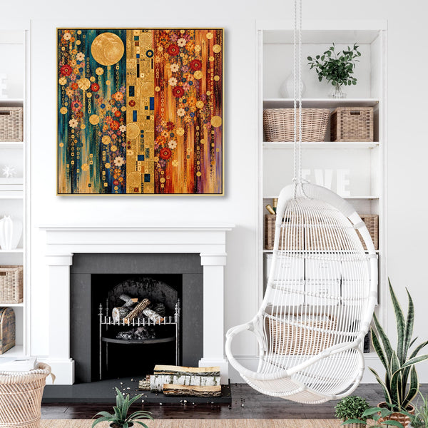 Colourful Vibrant Gustav Klimt inspired Framed Canvas Wall Art
