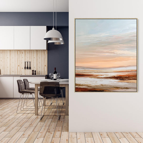 Orange Grey - Rust Horizons 1 - Framed Abstract Landscape Wall Art Canvas
