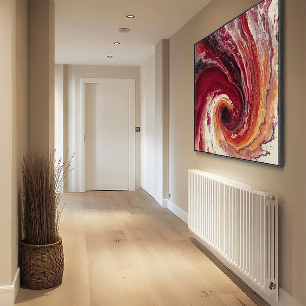 Deep Red Framed Canvas Wall Art - Abstract Cherry Inferno