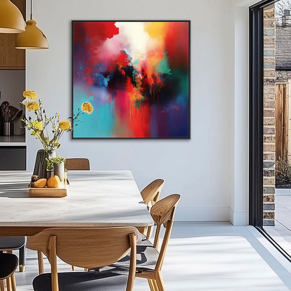 Unique Colourful Abstract Framed Wall Art Multi-Coloured Cascade