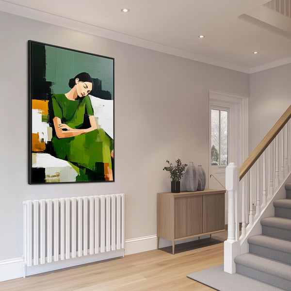 Upright Wall Art Canvas Print Framed Sleeping - Green