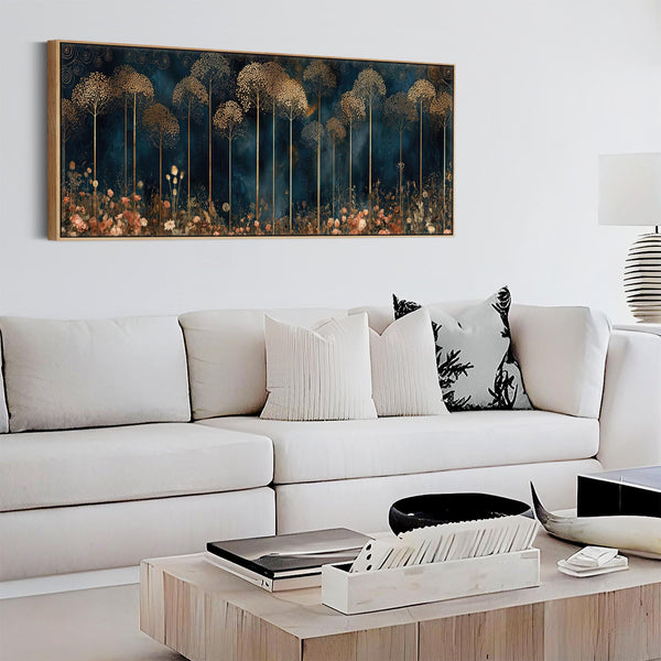 Wide Gustav Klimt inspired Framed Canvas Art - Golden Arbre