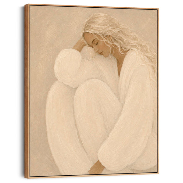 Framed Artwork for Bedroom - Thoughtful Elegance 1 - Neutral Beige