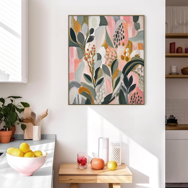 Colourful Kitchen Floral Wall Art Canvas - Frame Included