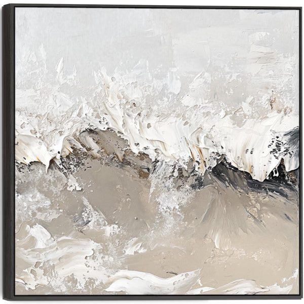 Kitchen Artwork Print Framed Canvas Grey and Beige Abstract