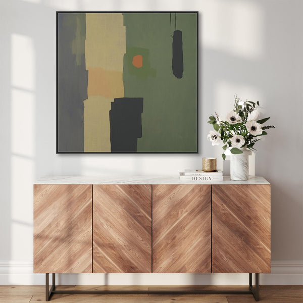 Sage Green Abstract Framed Wall Art - Olive Balance