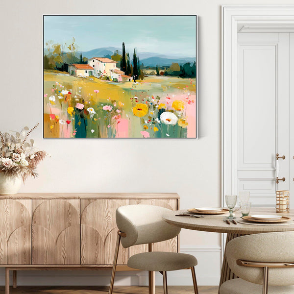 Colourful Tuscany Landscape 1 Framed Wall Art Canvas