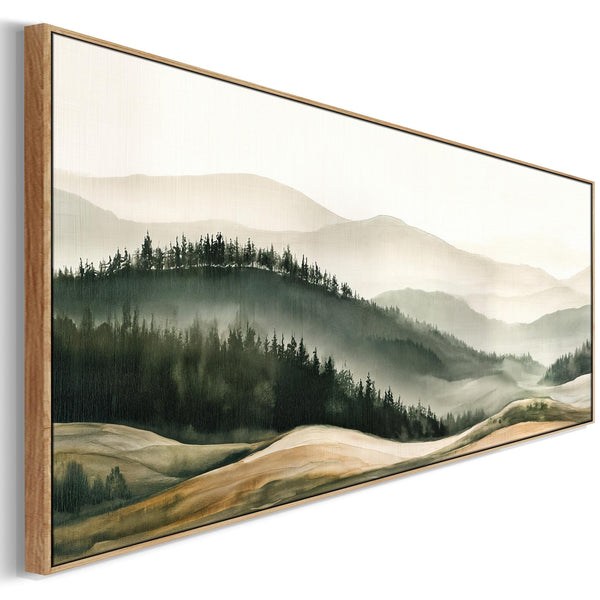Bedroom Wall Art Canvas Framed Green Cream over Bed Artwork