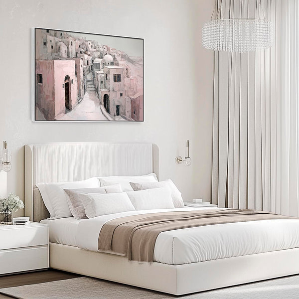 Dusky Pink Neutral Framed Canvas Wall Art - Mykonos Blush