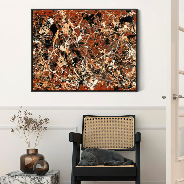 Large Abstract Rust Lounge Art - Framed Canvas for Living Room