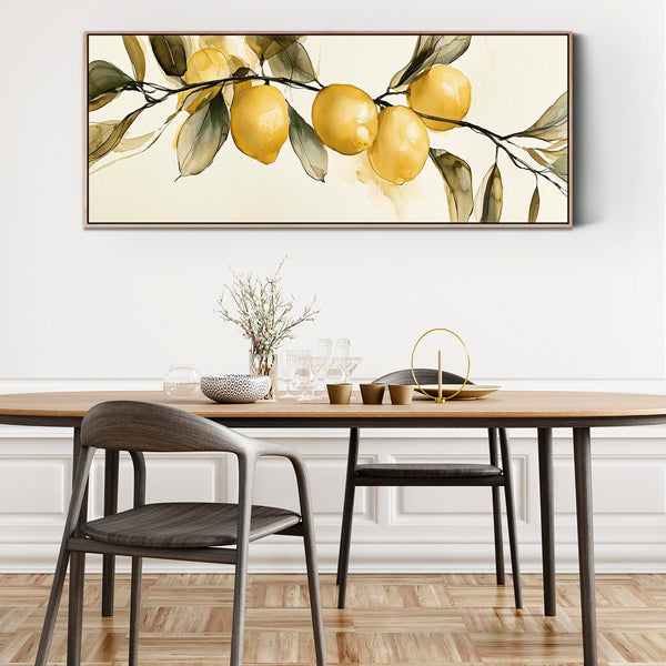 Framed Kitchen Wall Art Print Canvas Fresh Lemons
