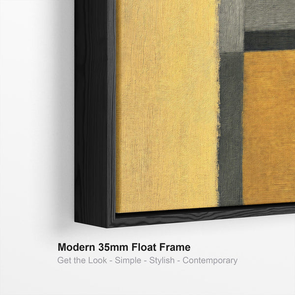 Set of 3 Mustard Yellow Orange Abstract Wall Art Framed - Geometric Warmth