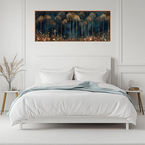 Wide Gustav Klimt inspired Framed Canvas Art - Golden Arbre