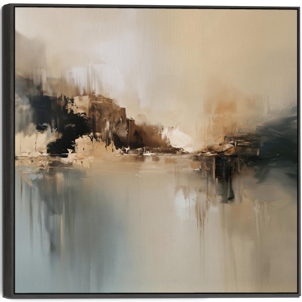 Golden Teal Sunrise Square Artwork Canvas - Hazy Shores