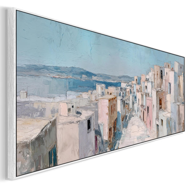 Wide Greek Island Framed Long Wall Art - Aegean Villa Passage