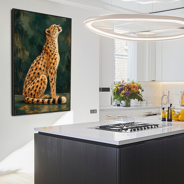 Cheetah Big Cat - Framed Canvas Wall Art - Lyra - Listening