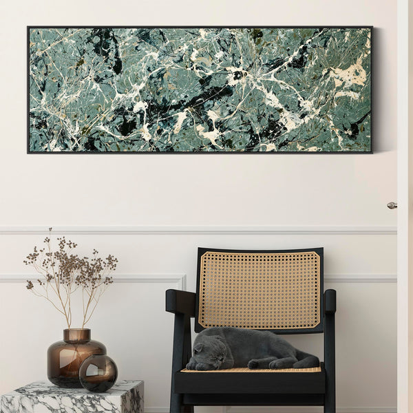 Wide Framed Canvas Art - Abstract Long Jackson Pollock Style