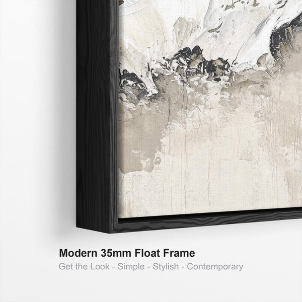 Greige Abstract Kitchen Diner Framed Artwork on Canvas Beige Grey