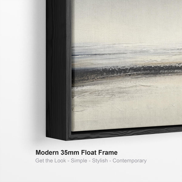 Bedroom Framed Artwork on Canvas Greige Abstract Landscape