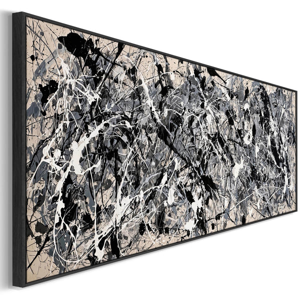 Wide Grey Bedroom Wall Art - Long Neutral over Bed Abstract