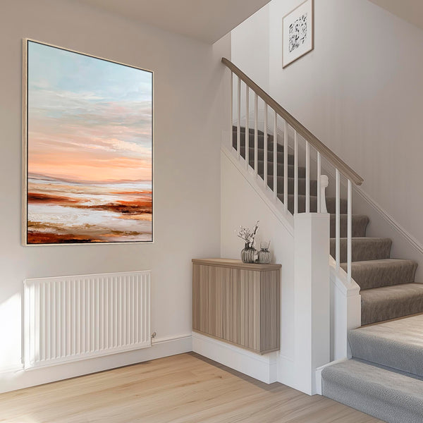Orange Grey - Rust Horizons 1 - Framed Abstract Landscape Wall Art Canvas