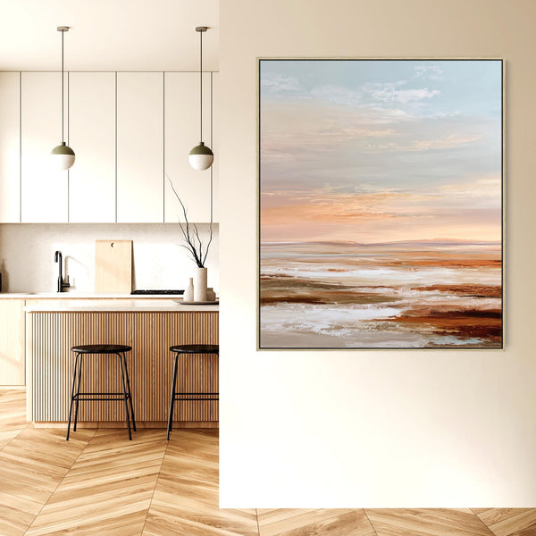 Orange Grey - Rust Horizons 2 - Framed Abstract Landscape Artwork