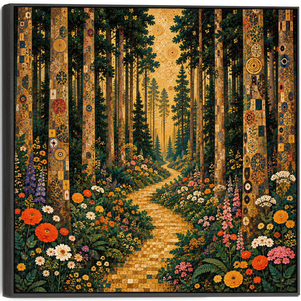 Gustav Klimt inspired Colourful Framed Canvas - Forest Path