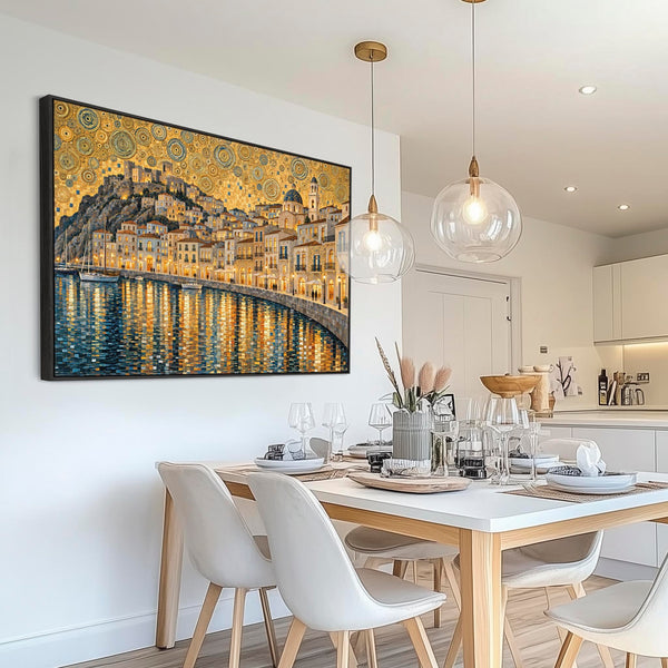 Gustav Klimt inspired Framed Artwork on Canvas Golden Promenade