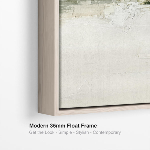 Tall Abstract Hallway Wall Art - Framed Green Cream - for Hall