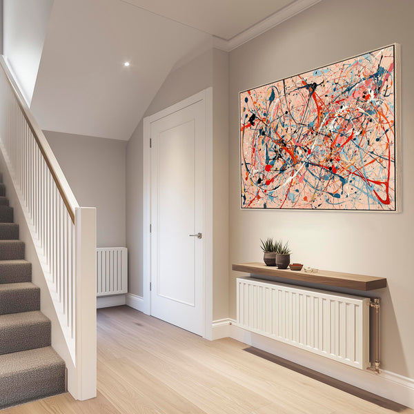 Hallway Framed Wall Art Canvas - Abstract Pollock Style - Flux