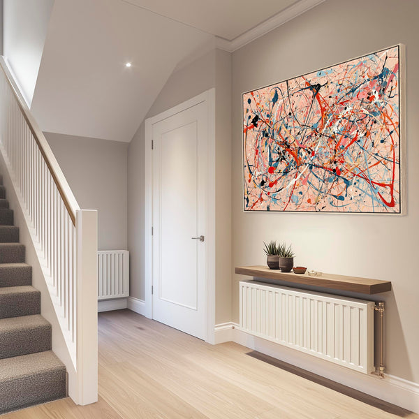Hallway Framed Wall Art Canvas - Abstract Pollock Style - Flux