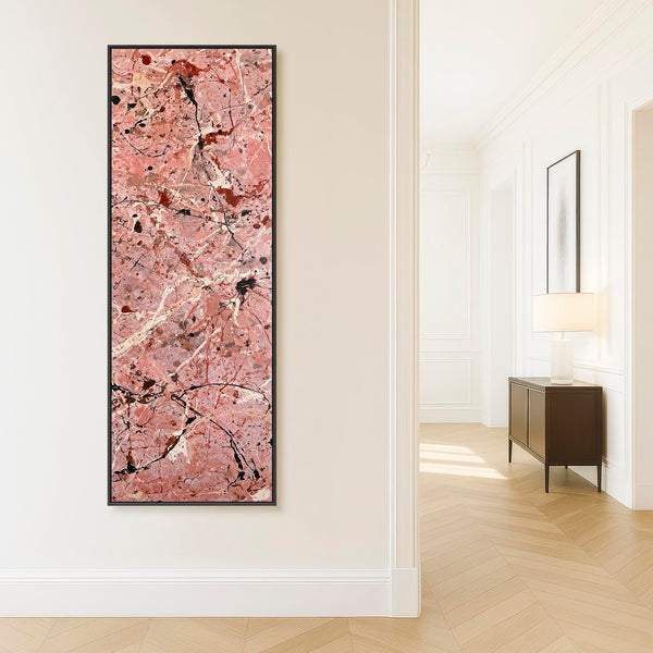 Tall Pink Hallway Wall Art - Framed Blush Abstract for Hall
