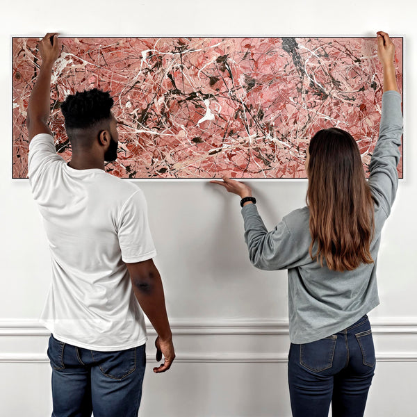 Wide Bedroom Wall Art Canvas Framed Blush Artwork for over Bed