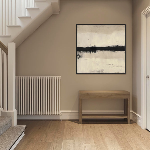Hallway Entrance Hall Framed Wall Art Print Canvas - Neutral Black